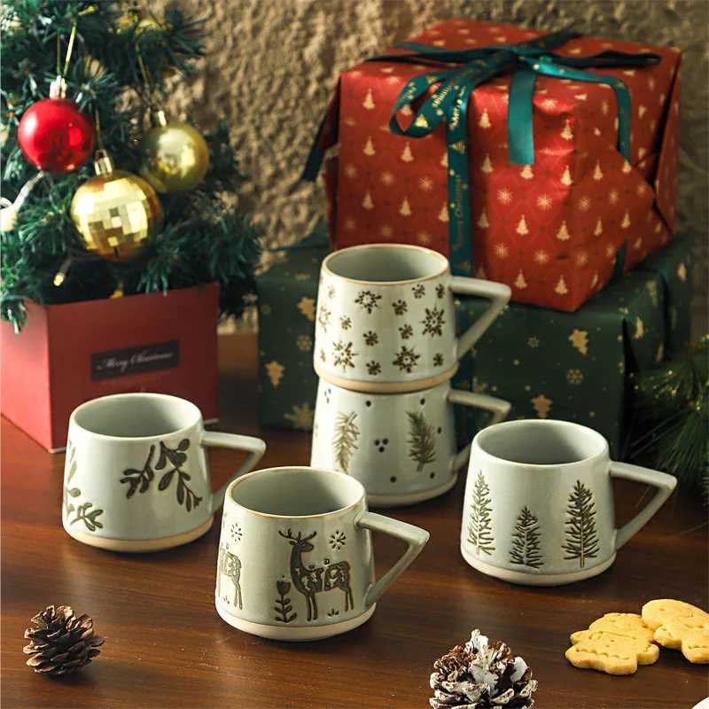 300ml Christmas Gift Creamic Mug Milk Water Cup Breastfast Coffee Mugs Office School Mugs for Drink Holiday Kitchen Drinkware Y251125