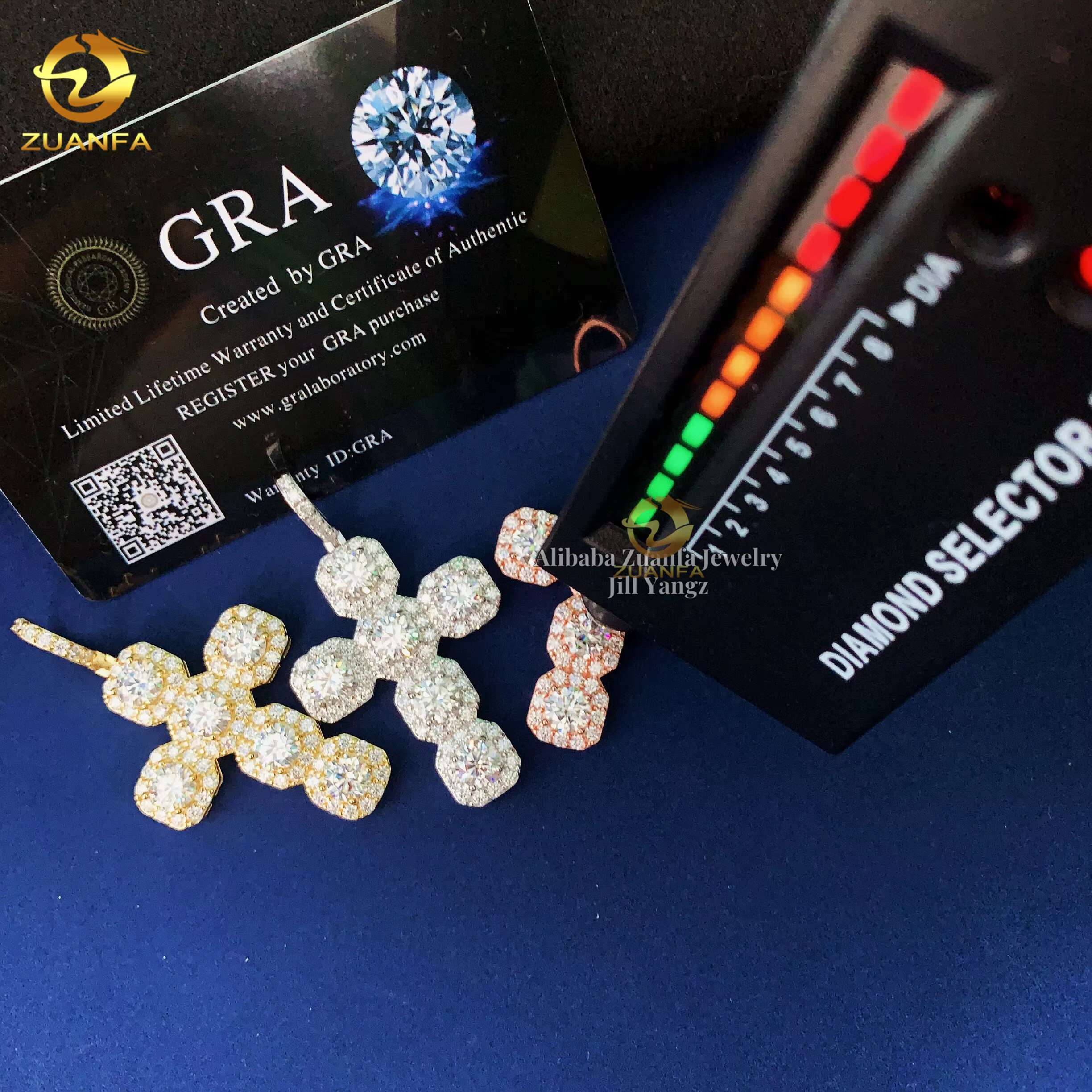 Cross Pendant Collection Baguette Moissanite Pendants GRA Certificate Iced Out Jewelry Custom Moissanite Pendant