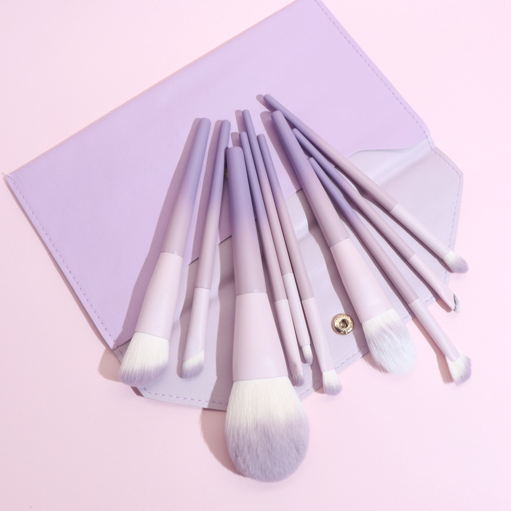 New Star Dust Purple 10-piece Makeup Brush Set - Complete Set of Soft Brushes for Purple Makeup, Powder Blending, Eye Shadow Application and Beauty Ca
