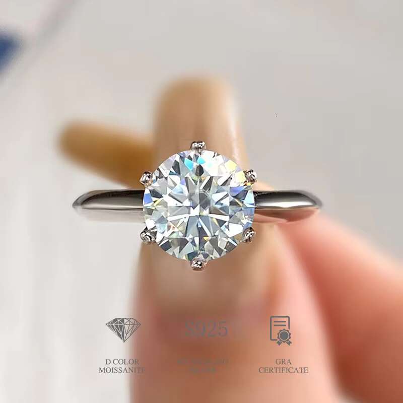 Real 925 Sterling Silver Gemstone Womans Diamond Ring Moissanite Solitaire Rings for Women Engagement Luxury Fine Jewelry