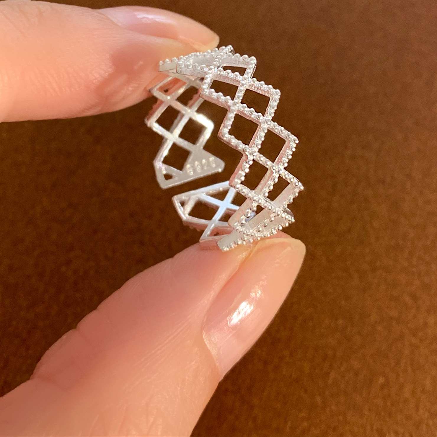 S925 sterling silver fresh and elegant lace ring for women light luxury style High quality gold designer diamond rings designer for women ring men lov - view 4