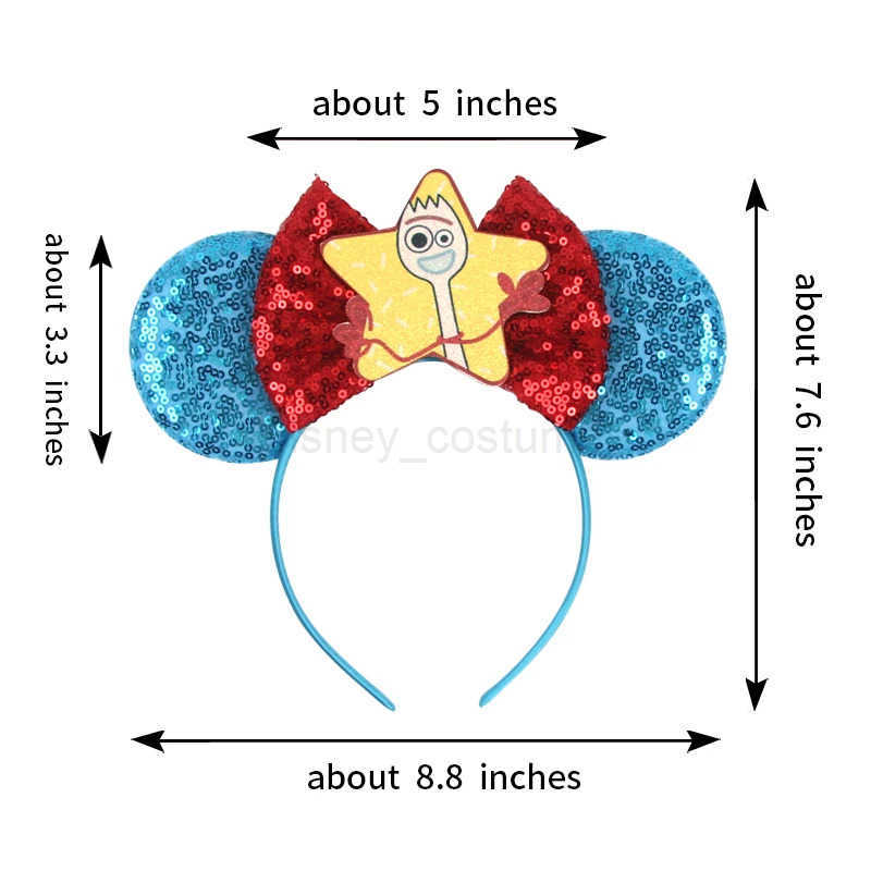 Disney New Cute Disney Mouse Ear Headband Womens Glitter 5 Bow Hair Childrens Day Boys and Girls Party DIY Role Playing Hair Accessories X250425
