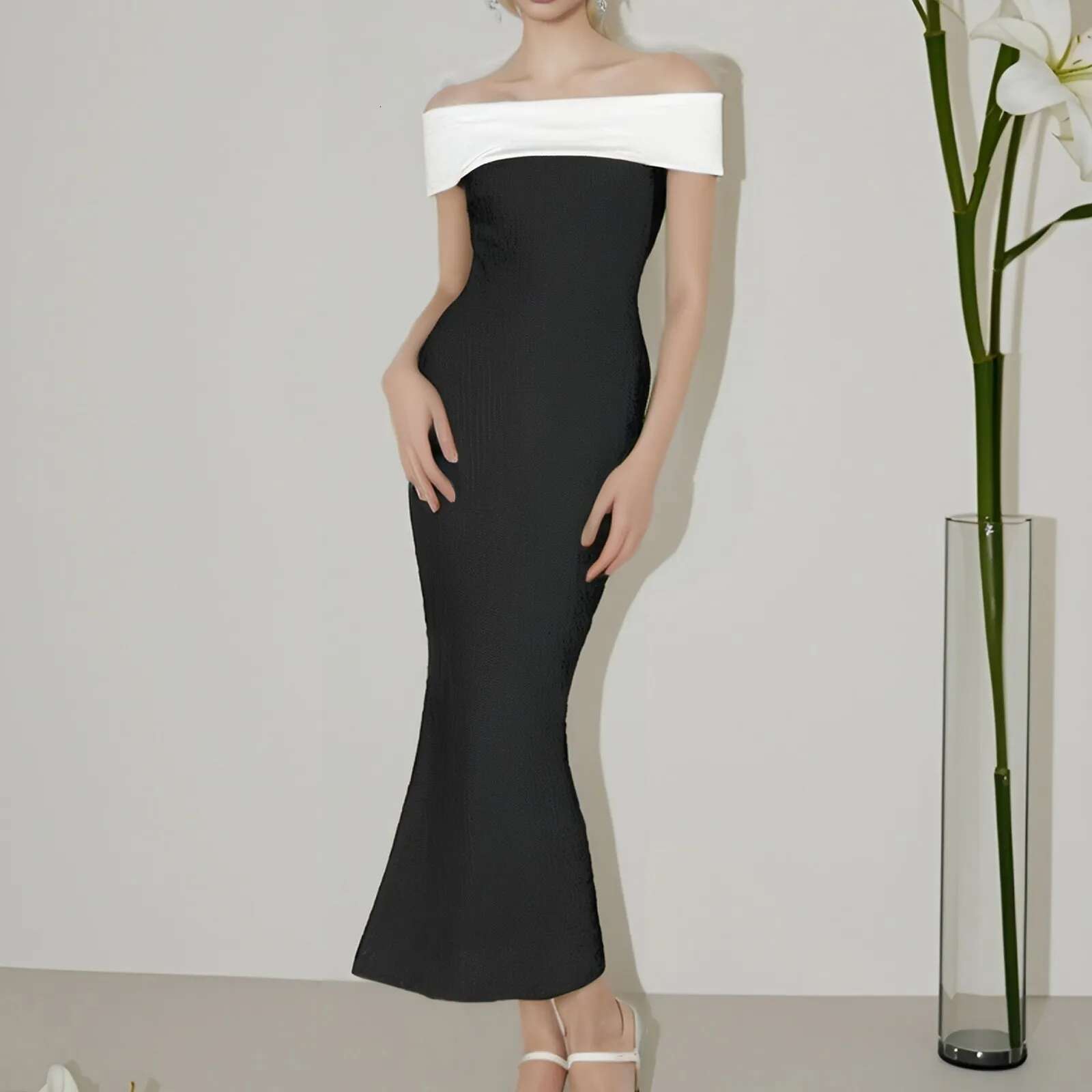 Dongdumaoyi Elegant Dress Women Bandage Slash Neck Y K Chic Tassel Sleeveless Skinny Stretch Summer Trend Slim Maxi Bodycons