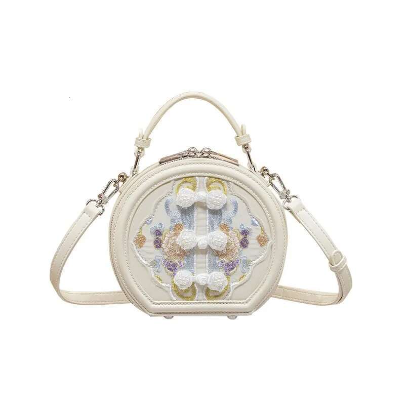 Women's Handbag, Light Women's 2024 New High-End Embroidered Round Cake Bag, Single Shoulder Crossbody Small