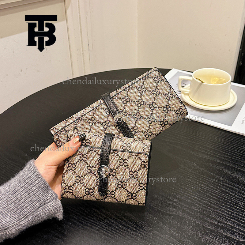 TB BHULAMTE Designer Luxury New Women's Wallet Classic Short Multi Card Slot Clip Versatile Vintage Metal Buckle Long Folding Handbag Coin Bag