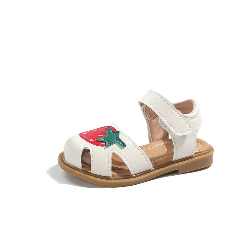 Cute girl sandals strawberry summer shoes childrens closed sole soft soled sandals baby comfortable casual apartment beige pink 22-31 250424