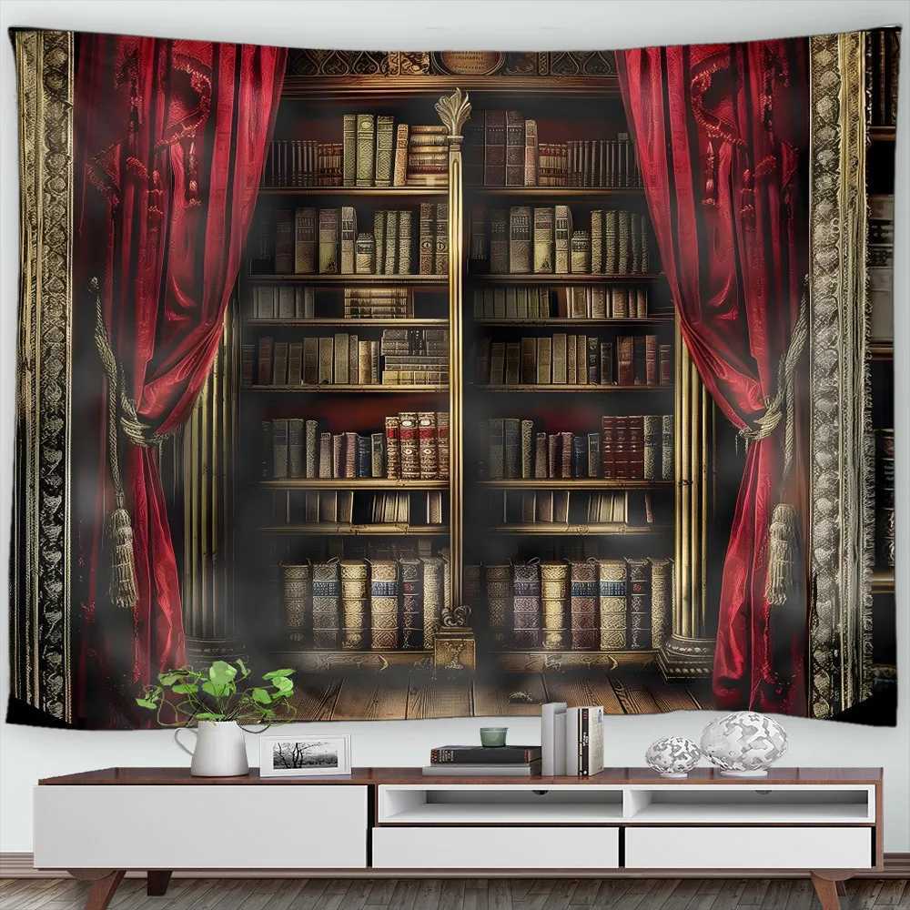 Wizard Magical Bookshelf Halloween Tapestry Wall Hanging Pharmacist Witch Room Astrology Magic Living Room Decor Home TapestryM251125