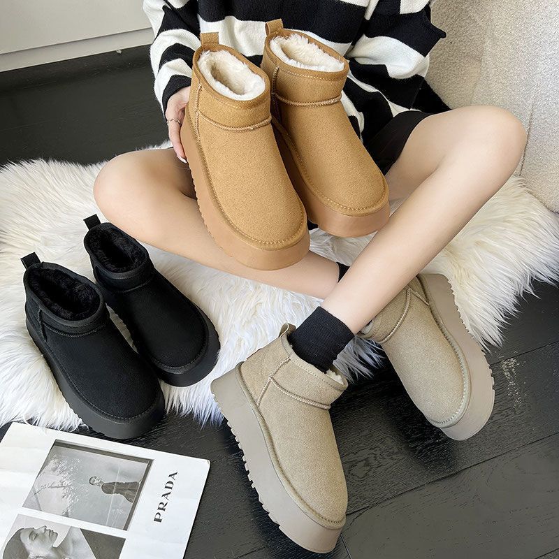 Free Shipping Designer Casual Shoes Winter new high top thick soled big toe snow boots with plush warm shoes Sporty Elegant