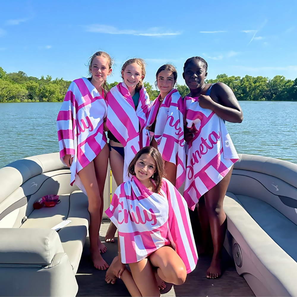 Towel Personalized Beach Towels Palm Tree Striped Girls Trip Custom With Name Kids Pool Party Family Vacation