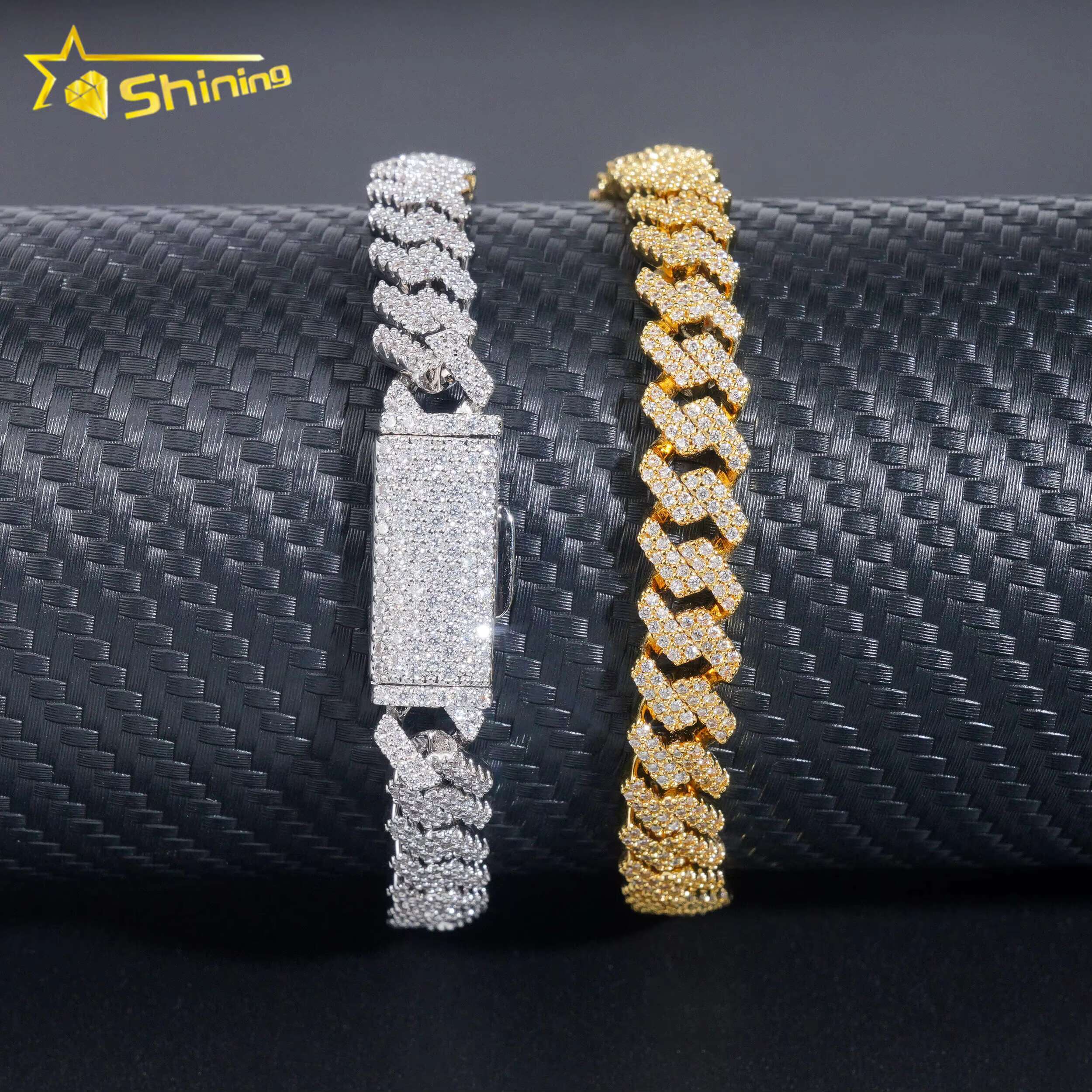 Hip Hop Jewelry Rapper Fashion Cuban Necklace 18K Gold Plated 8MM Brass Moissanite Diamond Cuban Link Chain