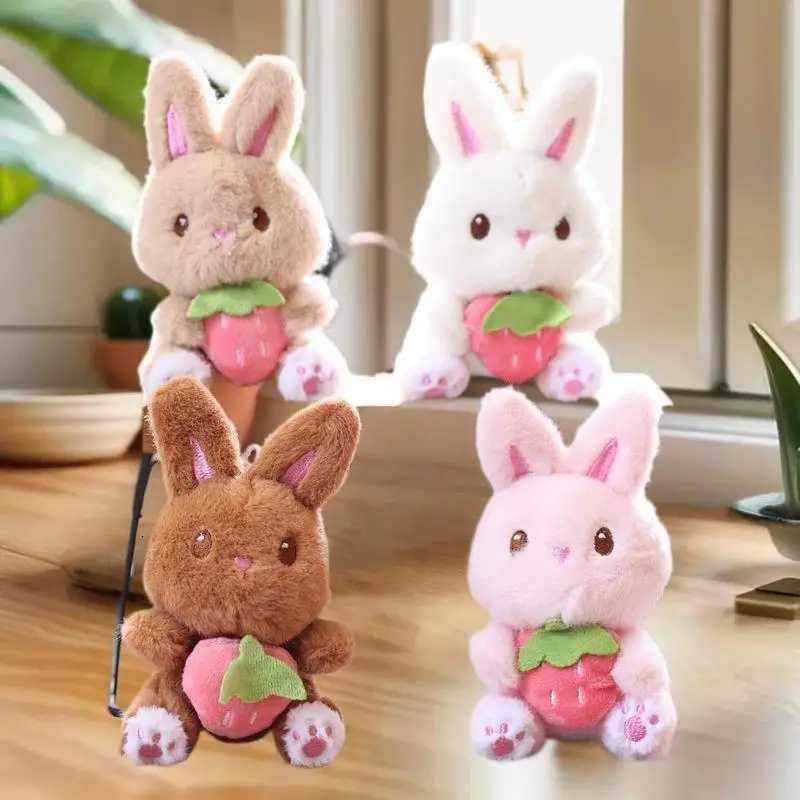 Lovely Strawberry Bunny Plush Doll Keychain Cartoon Hanging Decor for Student Backpack Bag Pendant GiftXJ251125