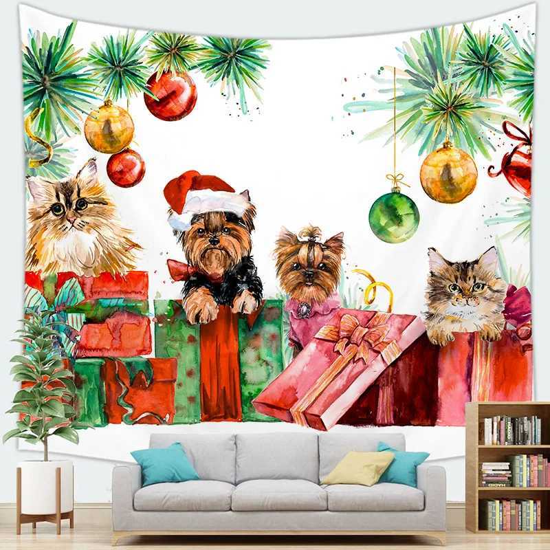Background of Santa Claus digital-printed polyester tapestries living rooms bedrooms macrame wall hanging room decor aestheticM251125