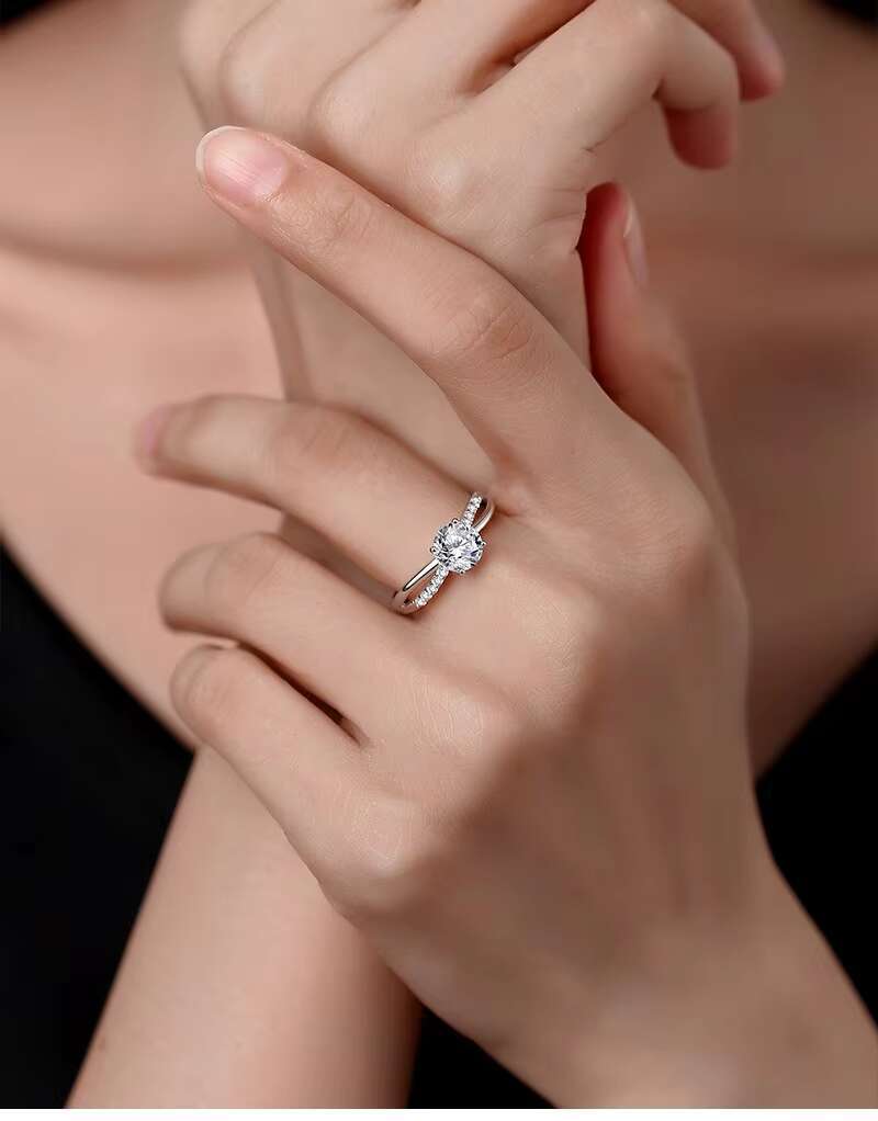 Fine Jewelry 925 Sterling Silver Custom VVS1 1Ct Mossanite Lab Grown Diamond Ring Engagement Wedding Women Ring Stacking