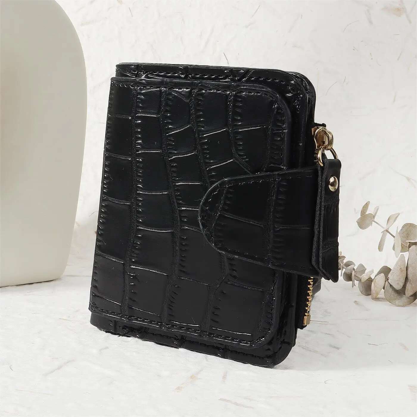 Fashionable Minimalist Short Double Layered Zippered Wallet, Lightweight Portable Small Credit Card Holder And Notebook,