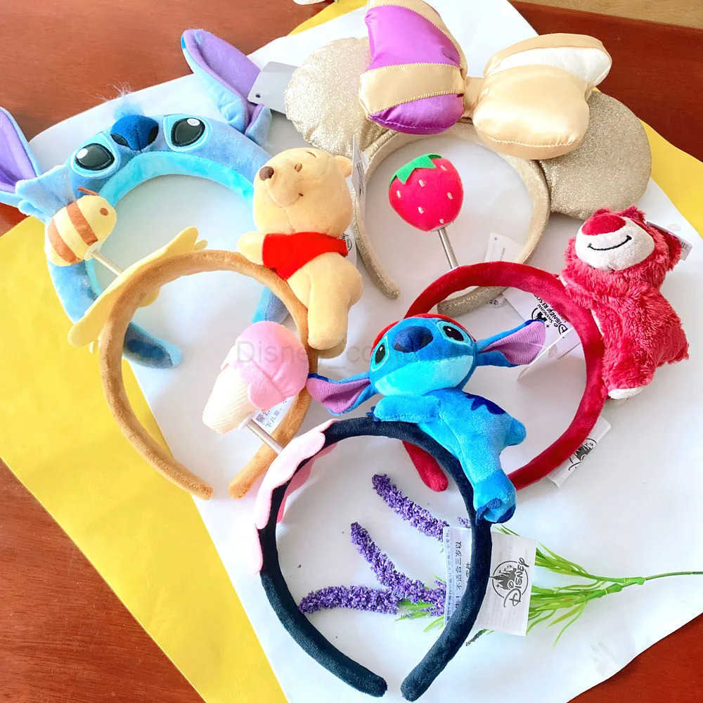 Disney Plush Animal Headbands Hair Accessories Female Girls Baby Toys Childrens COSTUME Headbands Role Playing Plush Gifts X250425