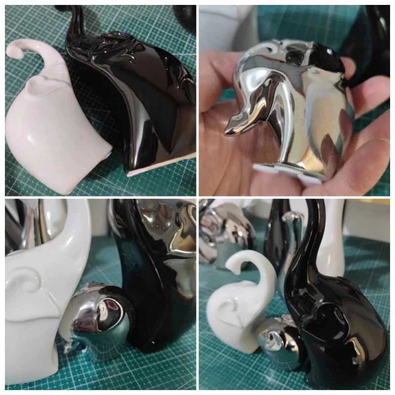 Luxury Nordic Ins Ceramic Ornaments Elephants/Deers/Giraffes Black/White/Silver Porcelain Decoration Home Decor Figurines Y251125