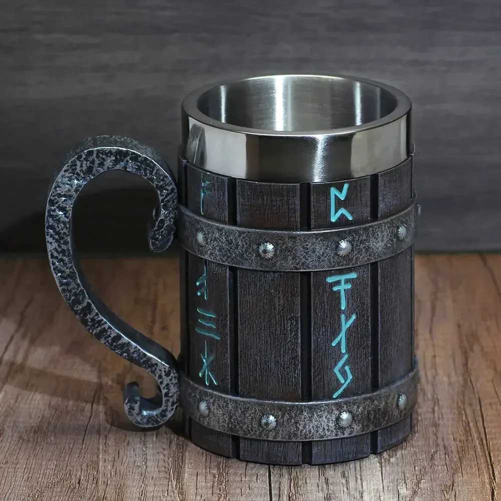 Viking Vintage Oak Barrel Beer Mug Stein with Stainless Steel Liner Coffee Cup Tea Mug Large Capacity Mug Pub Bar Party Gift Y251125