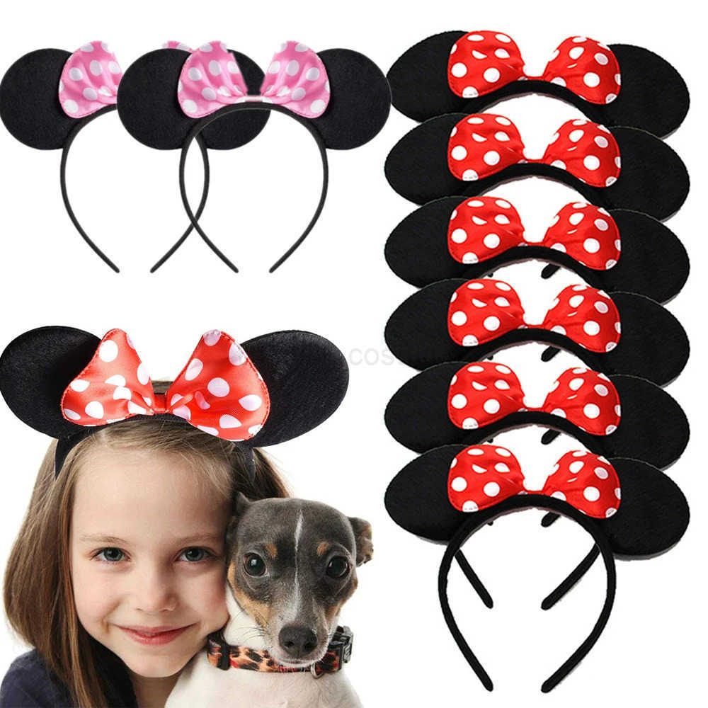 Disney 12 wholesale womens mouse earrings headband party cosplay bow hair headband fashionable hair accessories X250425