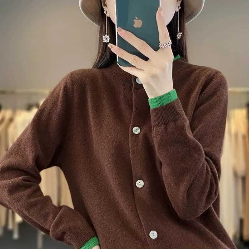 Autumn Winter Women Cardigan O-neck Patchwork Sweater Long Sleeve Single Breasted Knit Cardigans Fashion Korean Sweaters JumperT251125