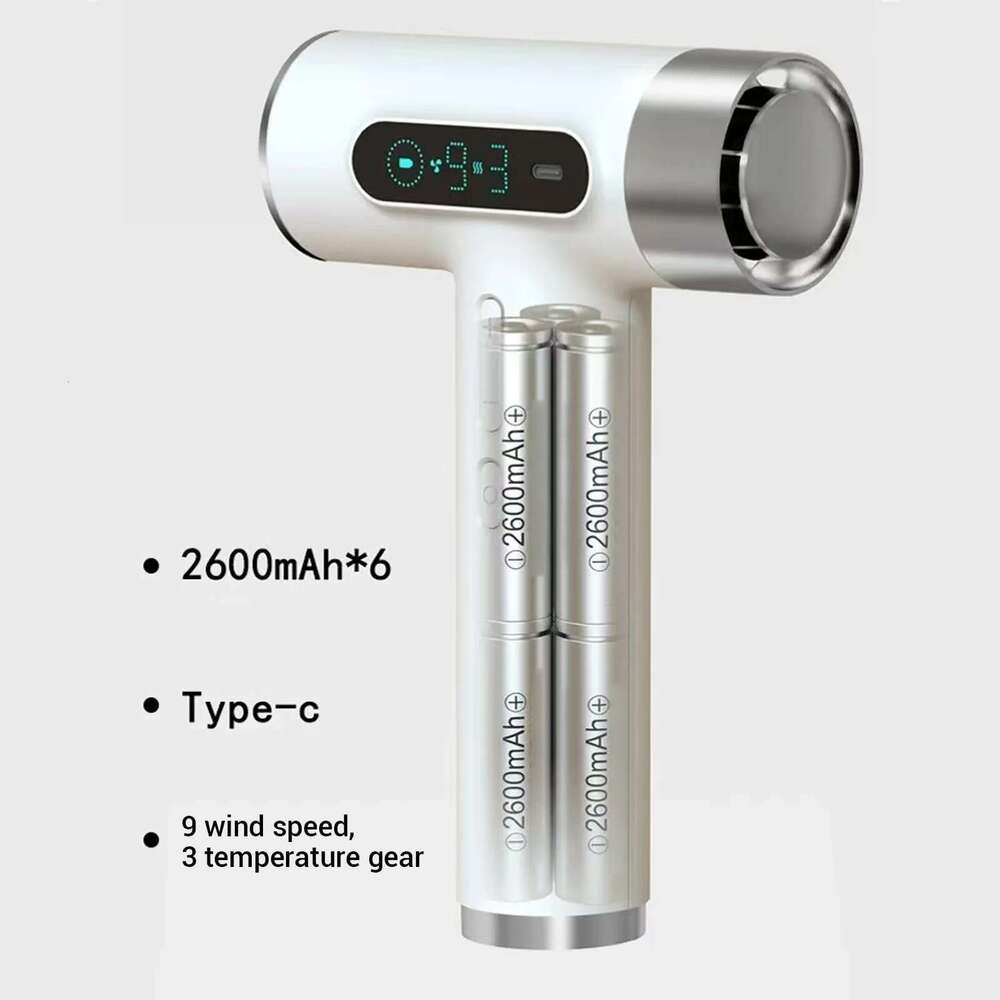 Cordless Hair 300W 100000RPM USB Rechargeable 9 Wind Speeds 3 Adjustable Temperature Portable Blow Dryer for Dormitory