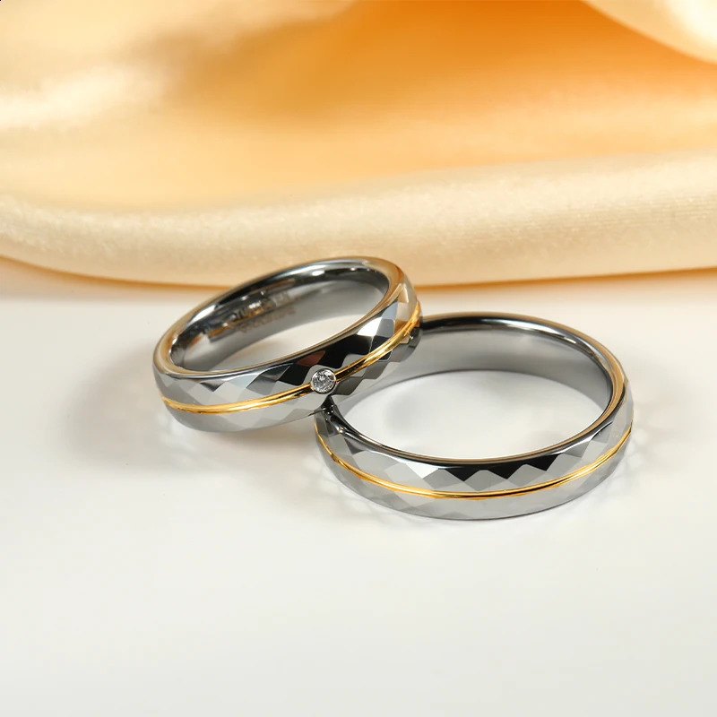 Fashionable 4mm/5mm tungsten ring suitable for women couples wedding bands high polished inlay sparkling stone suitable for engagement rings 250422