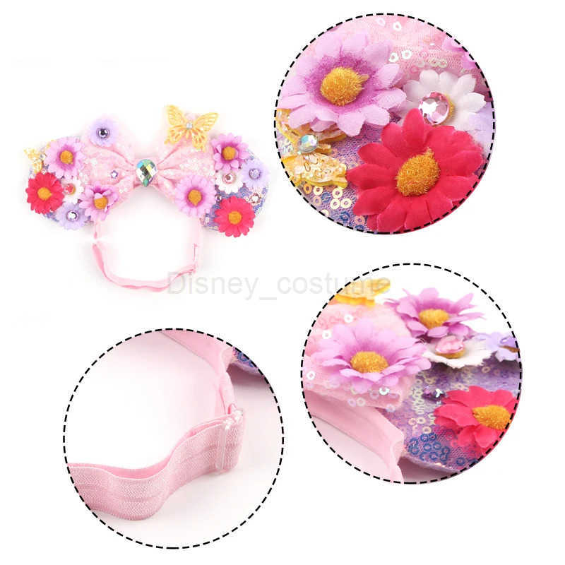 Disney 2024 Disney Mouse Ears Adjustable Elastic Headband Suitable for Baby Adult Glitter 5 Bow Hair Festival Party DIY Hair Accessories X250425