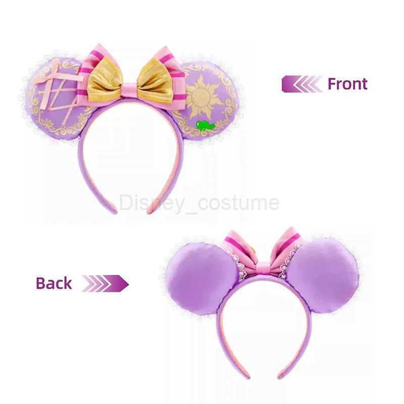 Disney Mickey Mouse Ear Headband 2025 Long Haired Princess Bow Minnie Ear Headband Adult Childrens Holiday Headband X250425