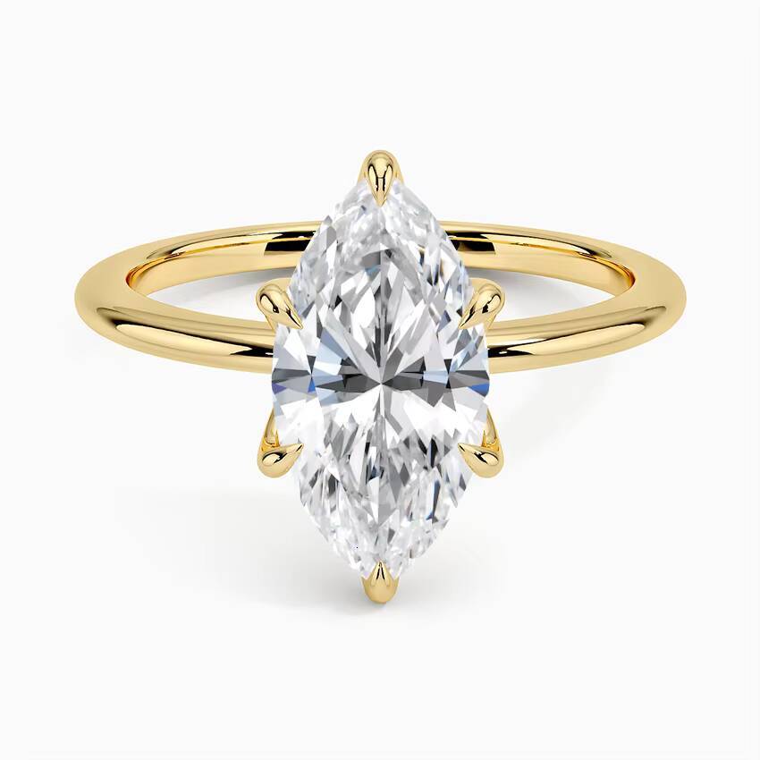 Classic Marquise Solitaire Ring 14k 18k White Gold Lab Grown Diamond for Wedding Engagement Fine Jewelry