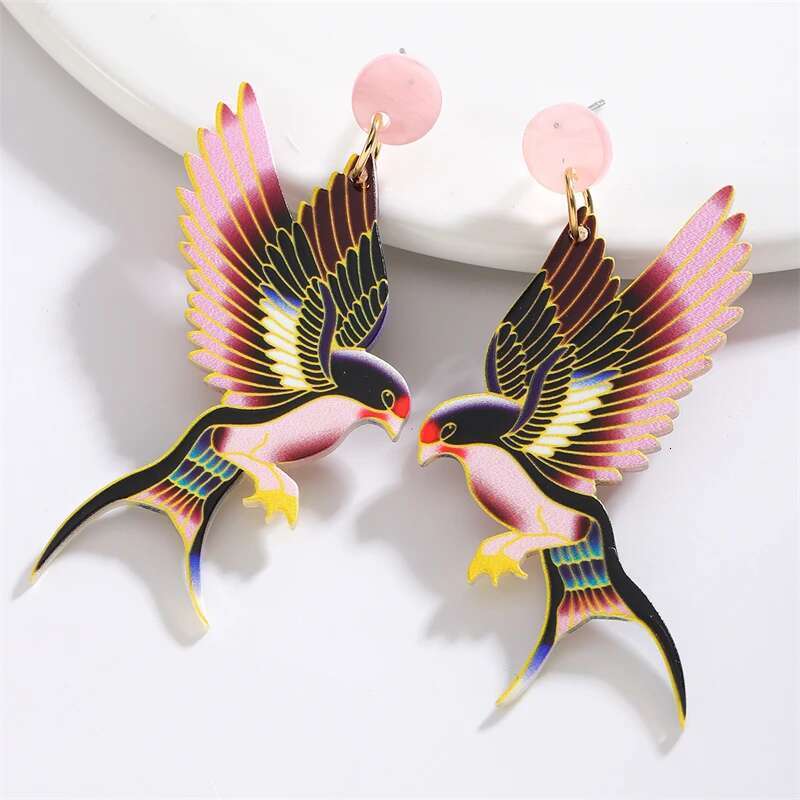 Trendy Acrylic Bird Dangle Earrings For Women Long Swallow Designer Drop Earring Party Girls Gift Fashion Cute Ear Jewelry