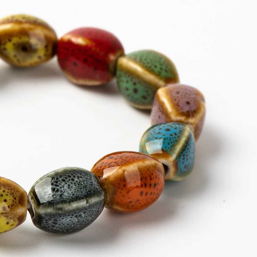 Colorful Unique Elastic Line Ceramic beads bracelets hand made DIY Artware Retro bracelet Jewelery CY119 J251125