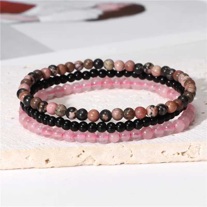 3pcs Amethysts Purple Agates Elastic Bracelets For Women Men Natural Stone Tiger Eye Black Onyx 4mm Beads Bracelet Set Jewelry J251125