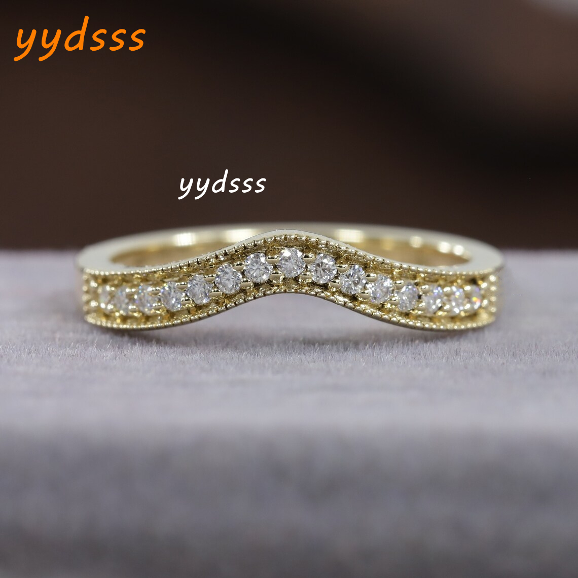 Jewelry 1.20 mm Round Cut Lab-Grown Diamond Chevron Dainty Half Band Matching Eternity Band For Engagement For Womens Gift