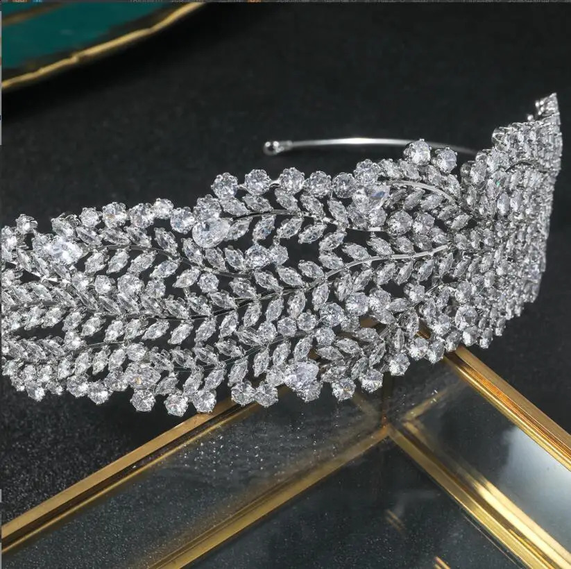 Bridal Headband For Wedding Headdress Cubic Zirconia CZ Bride Tiaras Crowns Headpiece Prom Party Hair Jewelry Hairbands 250420