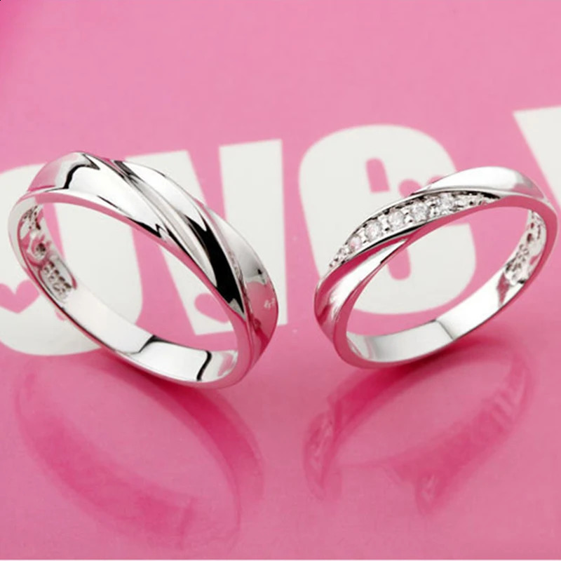 Fashion couple ring 100% pure 925 sterling silver jewelry romantic couple wedding ring 250422