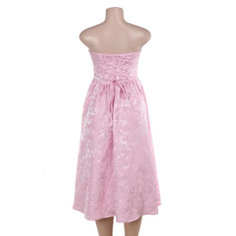 Dongdumaoyi Townlike Jacquard Elegant Waist Wrap A Line Dress Women Spring Summer Midi Long Backless Sexy Party Dresses