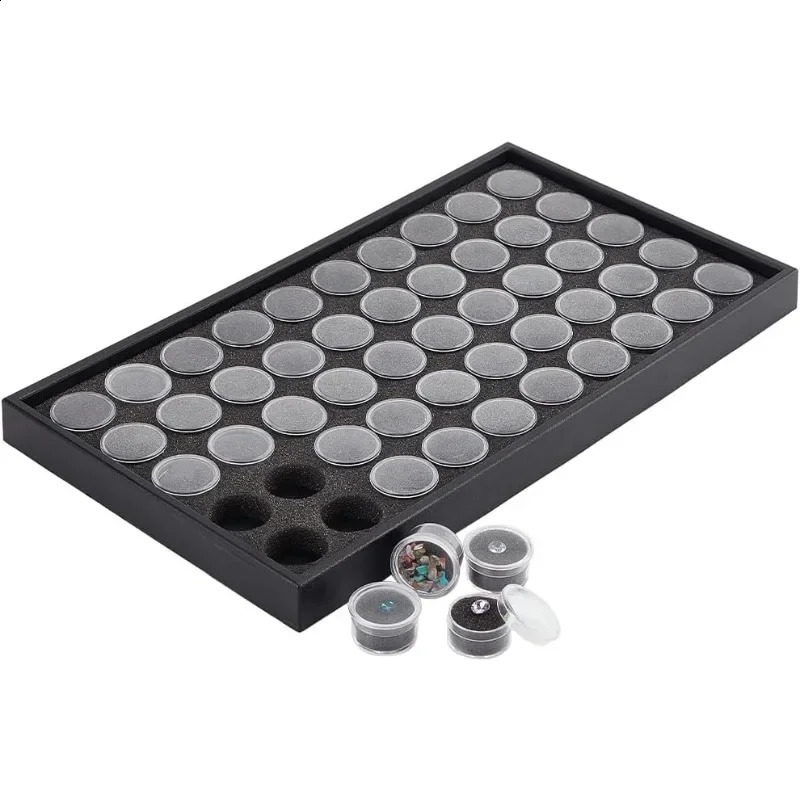 1Set 50 Gem Display Case Diamond Gemstone Storage Box Small Round Plastic Containers Box Jewelry Organizer Container with Foam 250424