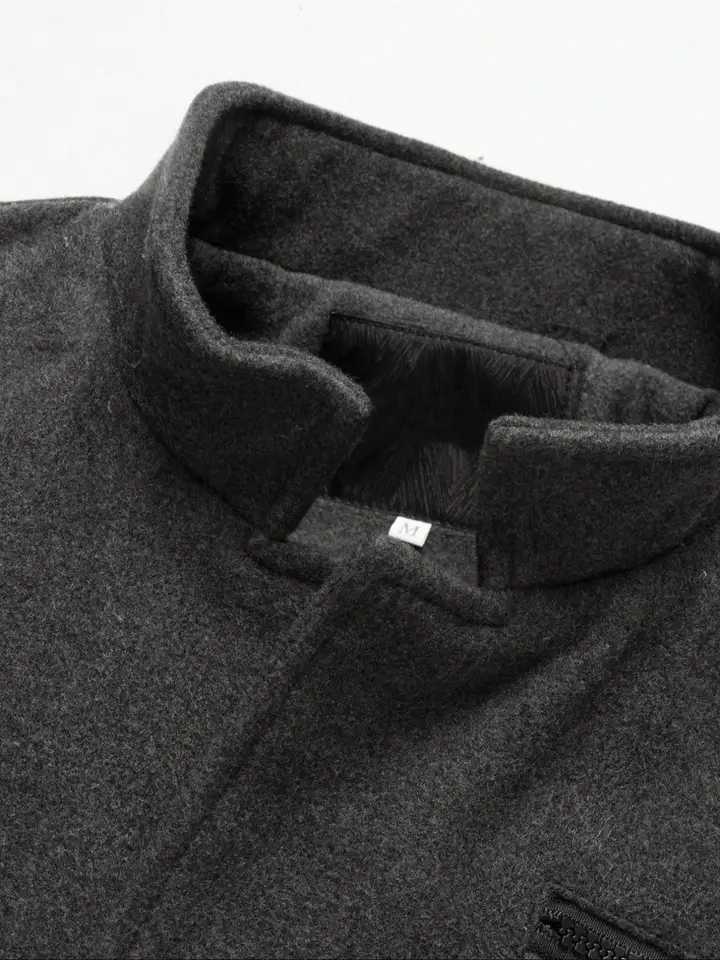 Mens Woolen Overcoat Long Sleeve Solid Casual Jacket with Pockets Comfortable Daily Wear Business Sports FashionT251125