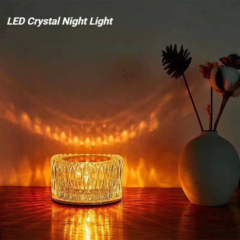 Creatively LED Crystal Table Lamp RGB USB Light Touch Projection For Home Bedroom Atmosphere Light Decoration LED Night LightM251125