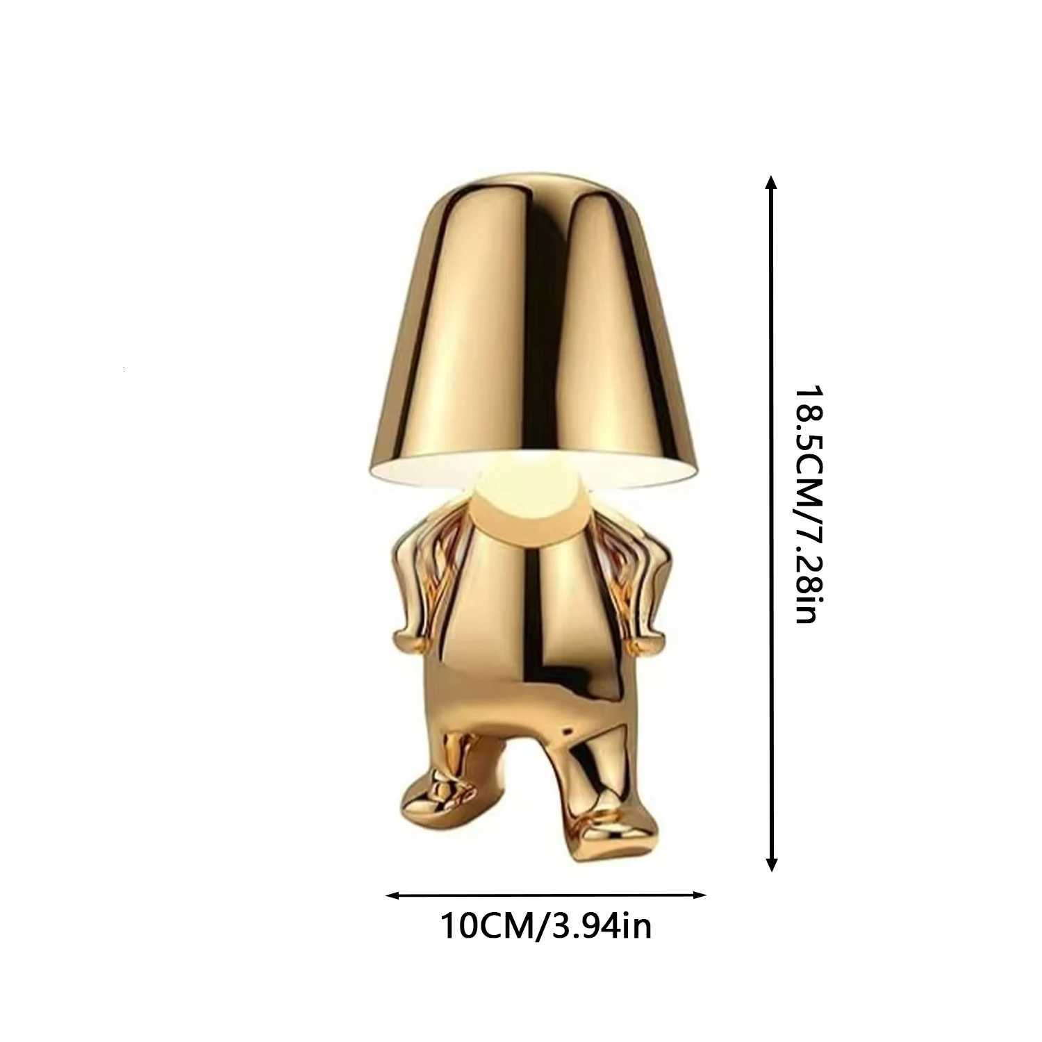 Bedside Touch Control Table LampGold Decor Thinker Statue LED Table Lamp Cordless Rechargeable Desk Lamp3-Levels Brightness RM251125