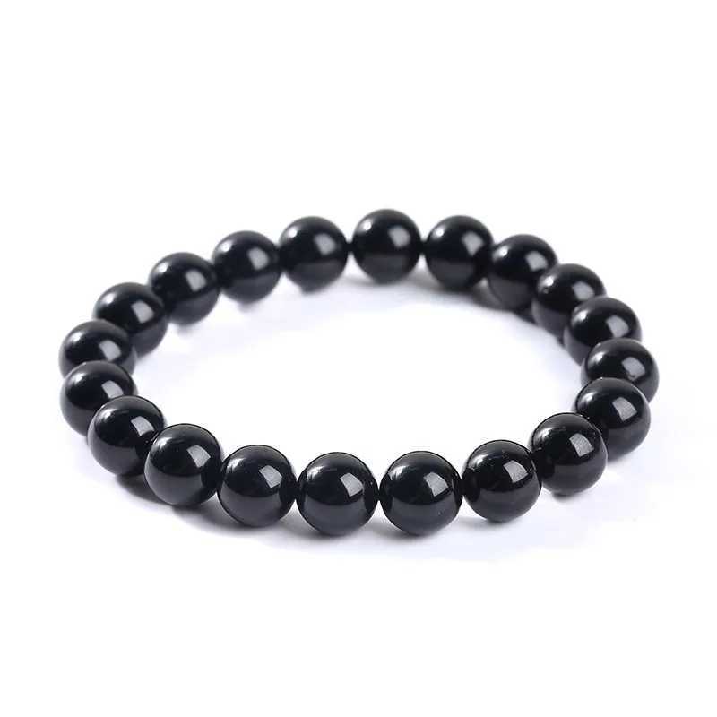 JD Natural Stone 7A Black Tourmaline Bead Bracelets Women Healing Crystals Chakra Yoga Meditation Jewelry Schorl Strand Bangles J251125