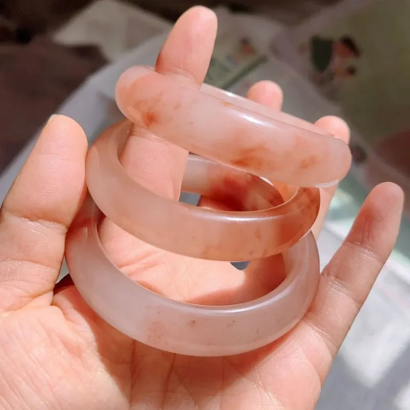 Natural Pretty Peach Blossom Brew Bracelet Gold Silk Jade Bracelet Pink Jade Bracelet Girl Model 250424