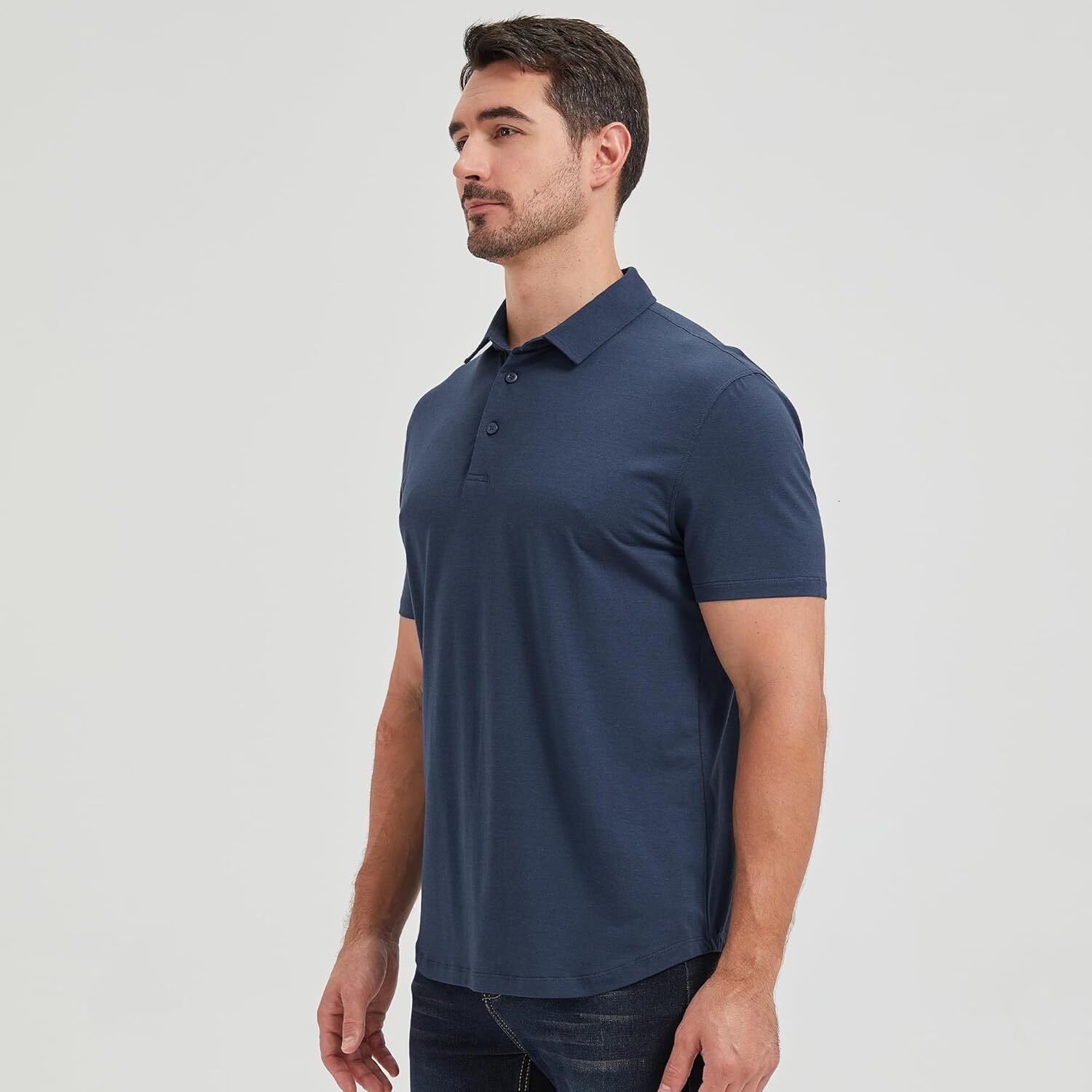 Mens Polo shirt Mens Lightweight Bamboo Curved Hem Casual Collared Golf Shirt Casual tops summer clothes Short sleeve