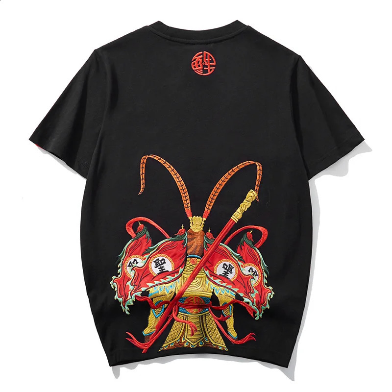 Summer Loose T-shirt Mens Exquisite Embroidered Chinese Round Neck Casual High end Fashion Bottom Shirt 250423