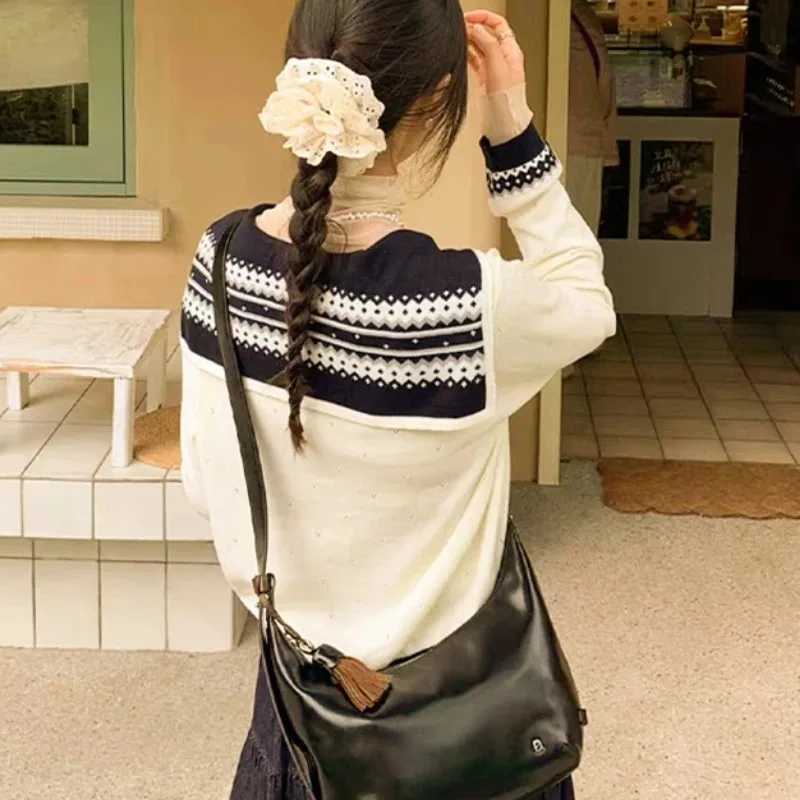 Autumn Women Long Sleeve Sailor Collar Elegant Knitted Cardigan Sweater 2025 Fashion Winter Casual Korean Style KnitwearT251125