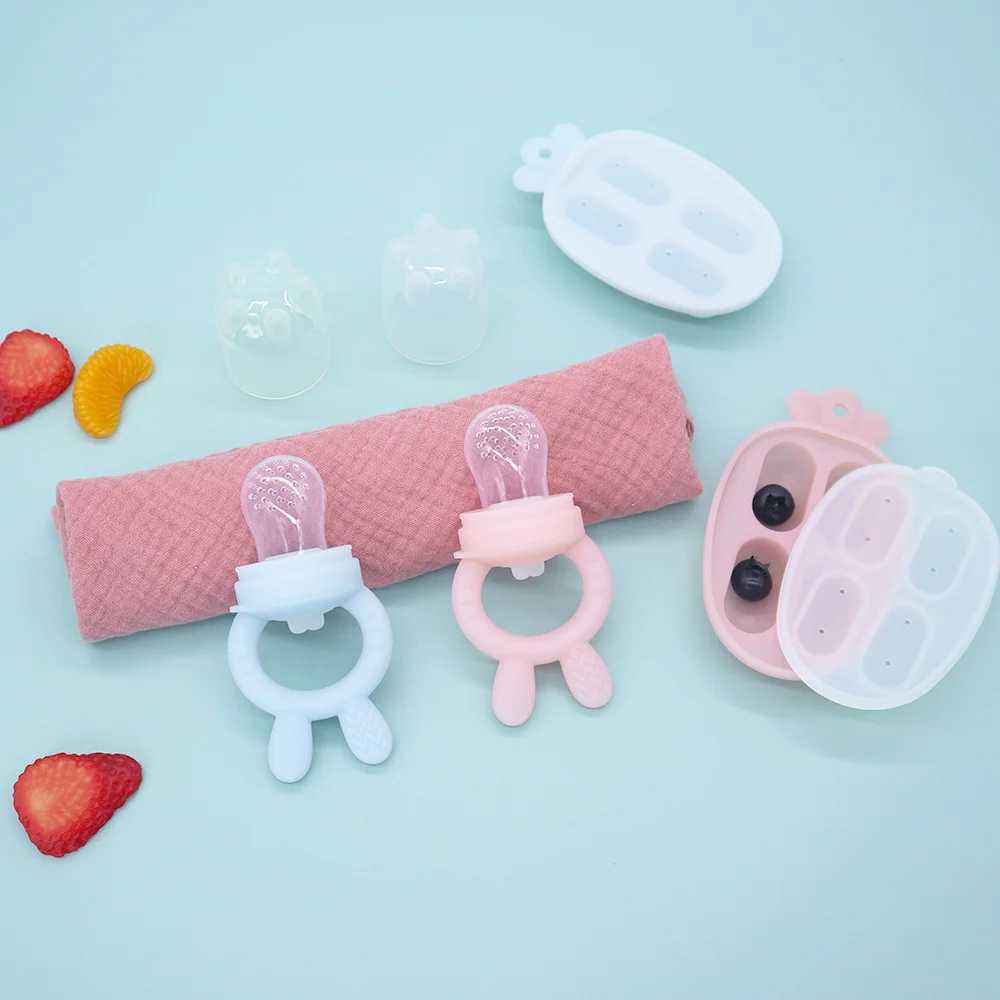 Cute Baby Fruit and Vegetable Teether Toy Food Supplement Bite Le Silicone Baby Feeding Tableware Ice Mold Baby Stuff G251125