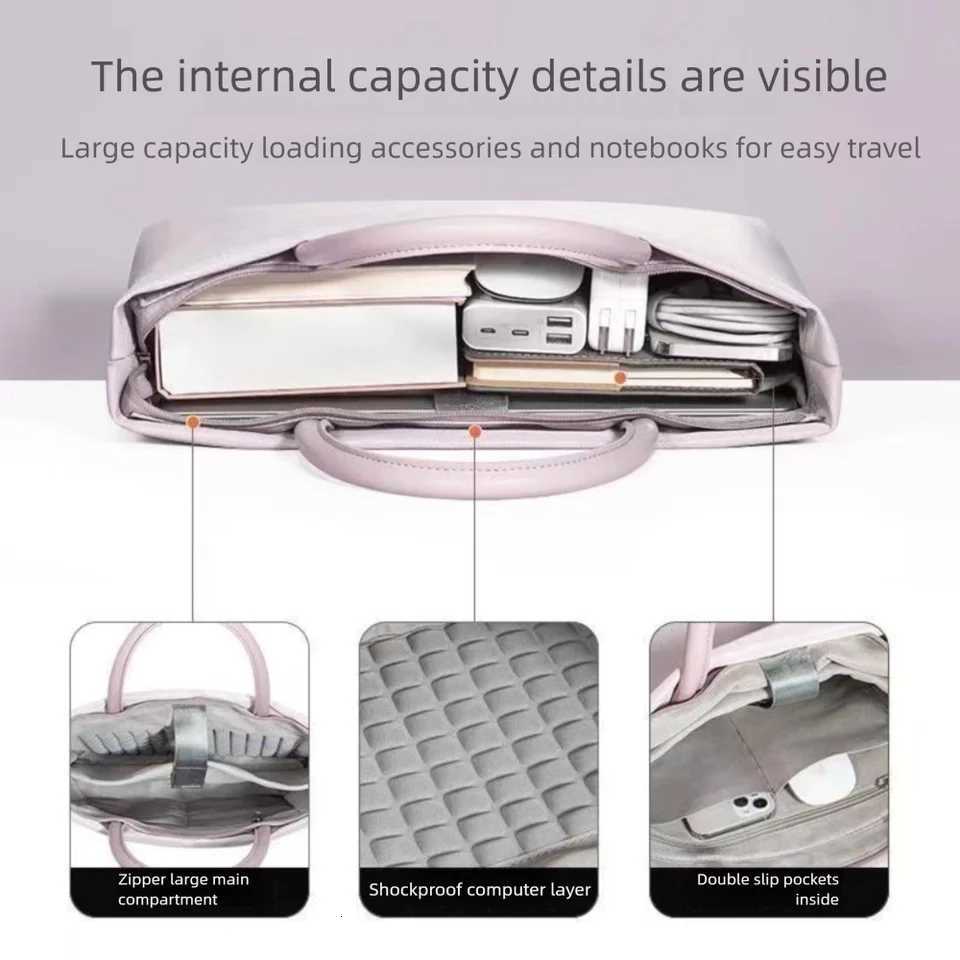 High Quality 16inch Laptop Bag Shockproof Airbag Water-resistant Laptop Sleeve Large Capacity Shoulder Straps Handbag BriefcaseT251125