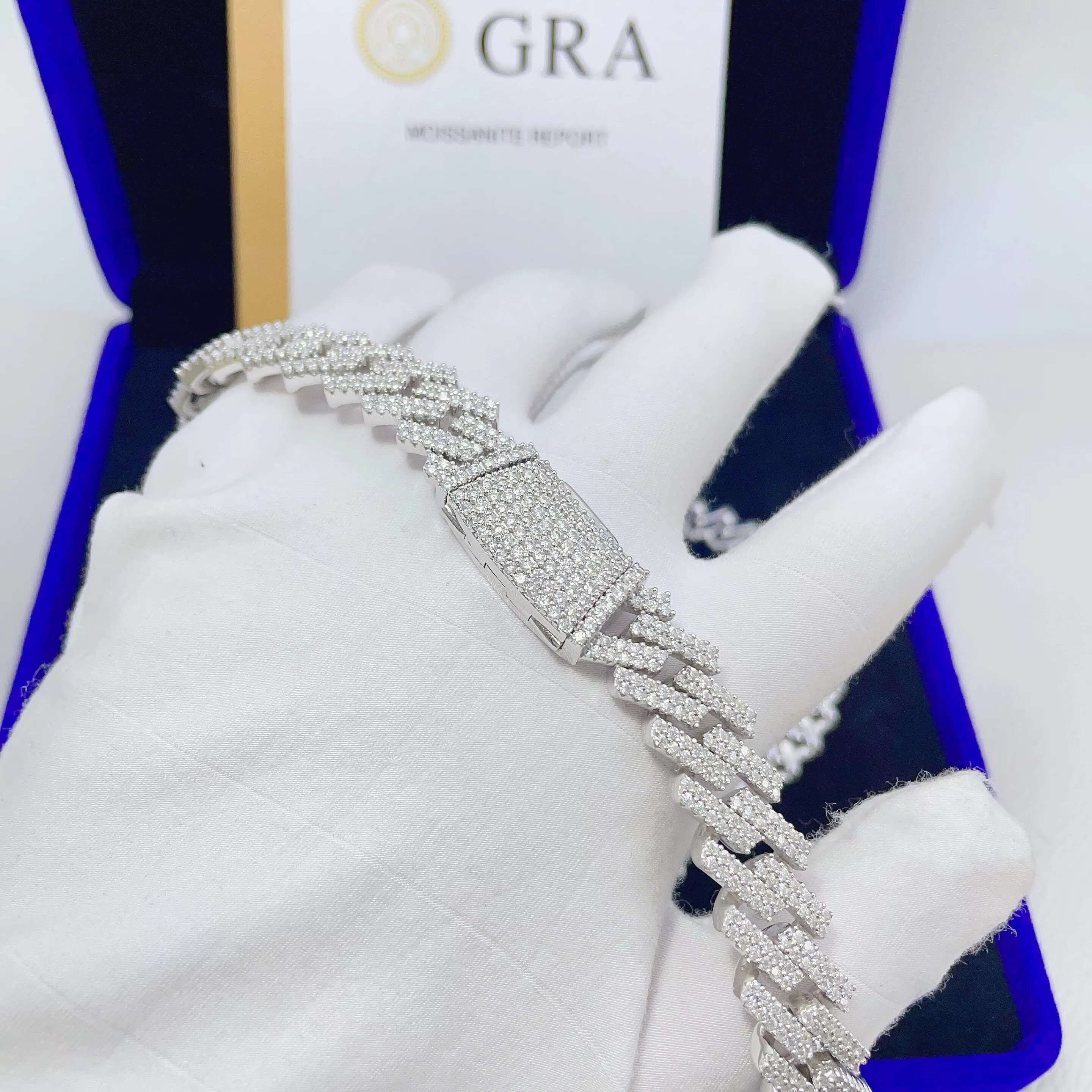 Trendy Jewelry 13mm Hiphop Chain 925 Sterling Silver Moissanite Diamond Iced Out Cuban Link Chain