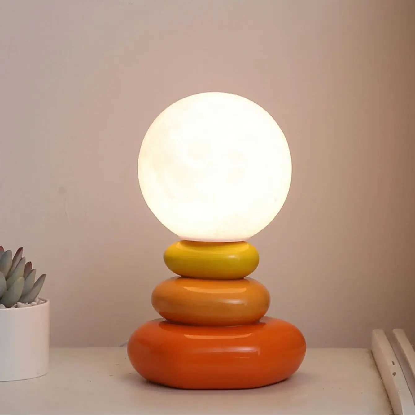 Colorful Stone Table Lamp LED neutral light Bedroom Bedside lustre Lamp Creative Nordic Stacked Stone ShapeM251125