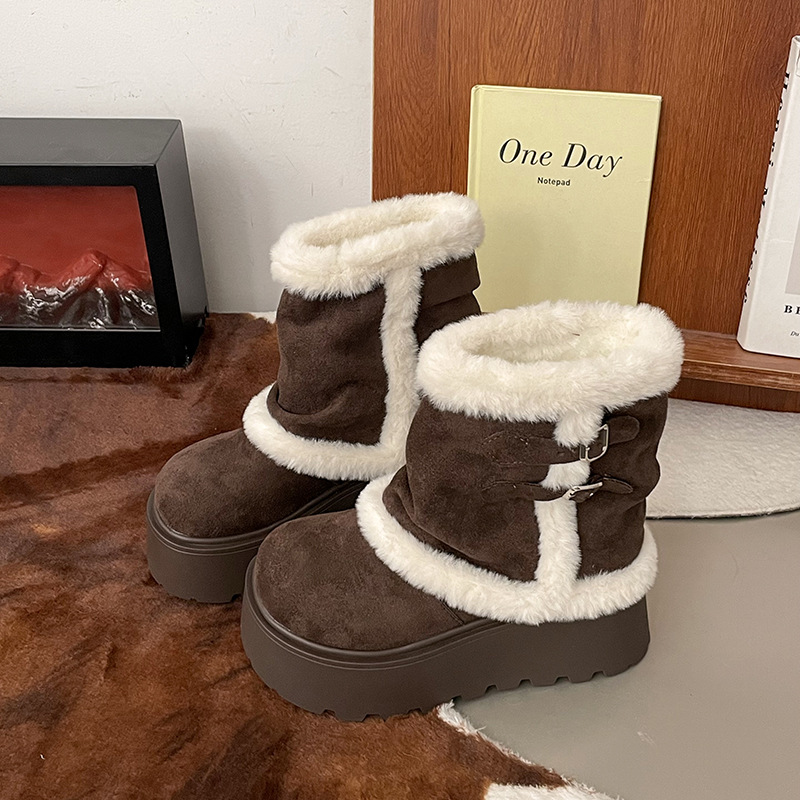 New Fashion Best Selling Warm Lined Platform Snow Boots Non Slip Wearable Heightening Winter Boots