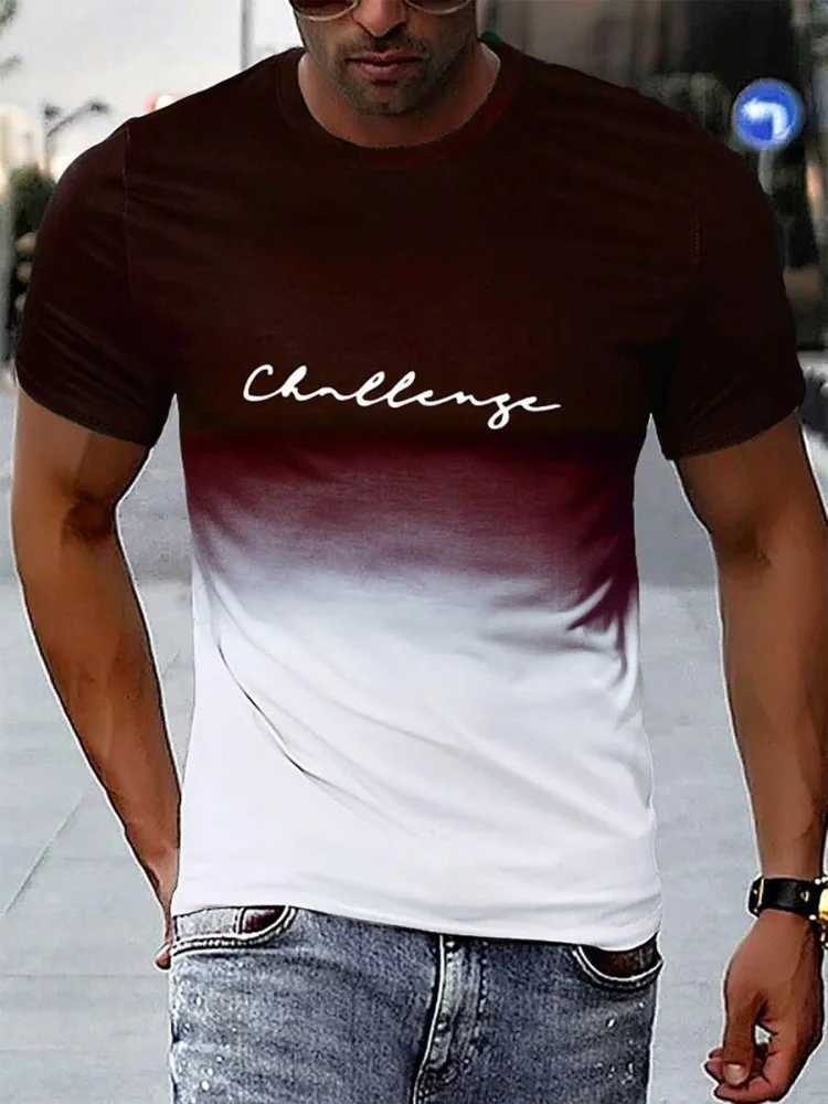 Summer daily casual mens short sleeved top outdoor sports mens T-shirt street fashion T-shirt 3D letter printed mens top W250425